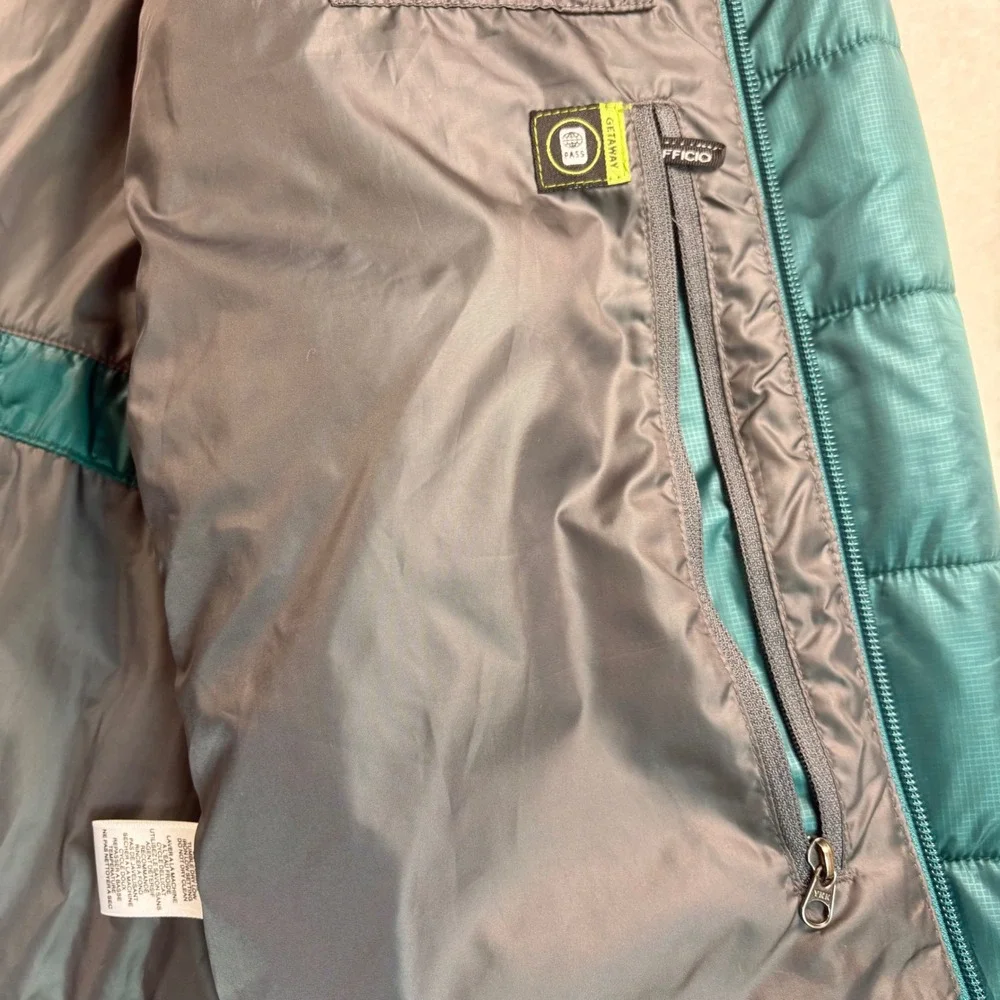 ExOfficio Womens Teal Green Quilted Puffer Jacket Primaloft Travel Coat Size M